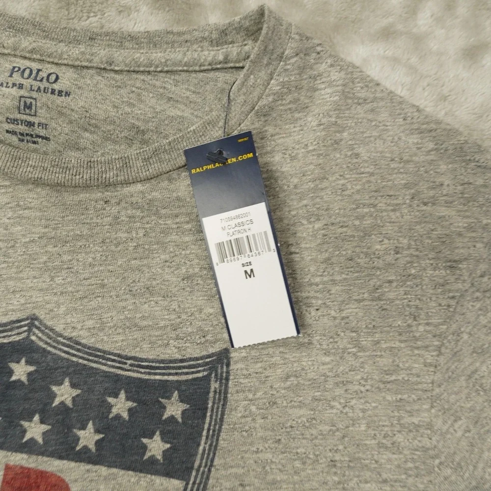Polo Ralph Lauren Custom Fit‎ 67 Graphic T Shirt Men's Medium Heather Grey NWT
